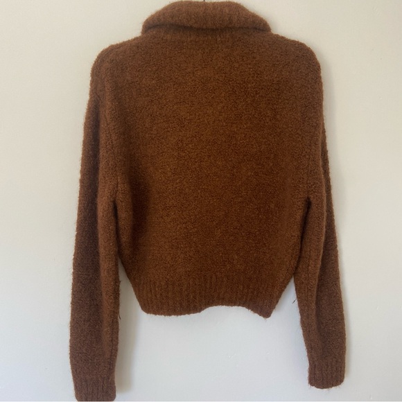 Aritzia Wilfred Free Zip Up Sweater Brown Funnel Neck size Small - Picture 5 of 9